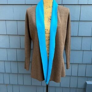 🌈🌈🌈 Alison Sheri brown and turquoise cardigan, open front extra small